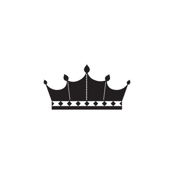 Ornate crown silhouette isolated on white background