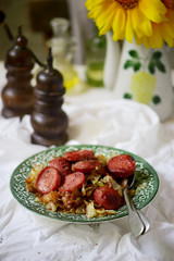 Sausages with cabbage..style rustic.