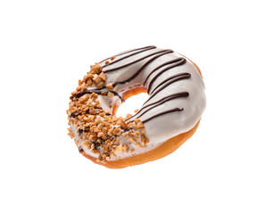 Tasty donut on white background