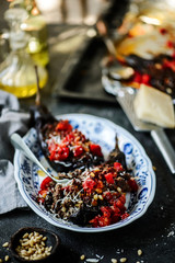 Stuffed eggplant with lamb.selective focus