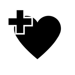 Obraz premium Illustration health care icon, cross in heart. Illustration of medicine on health care