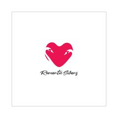 Stock Vector Red Swan Heart Love Icon Logo Design