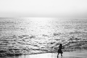 walking on the beach