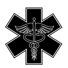 Medical sign star of life icon. Hospital ambulance star glyph style pictogram