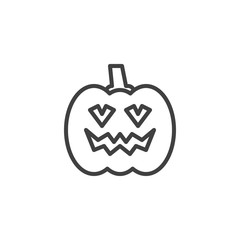 Happy halloween pumpkin line icon. linear style sign for mobile concept and web design. Pumpkin face outline vector icon. Symbol, logo illustration. Vector graphics
