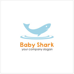 Stock Vector Blue Baby Shark Funny Cute Design Logo