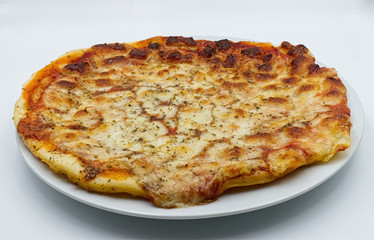 Traditional italian Margherita Pizza isolated on white background. 

