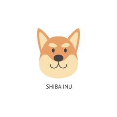 Cartoon Shiba Inu dog head with smiling facial expression