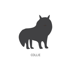 Collie dog silhouette - flat isolated drawing on white background.