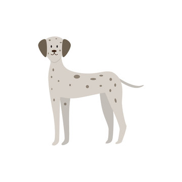 Cute cartoon Dalmatian dog standing with excited face