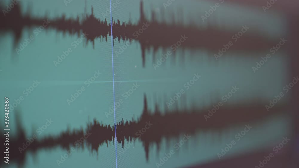 Poster 4k video sound wave player in timeline editor. background for cinema and movie post production.