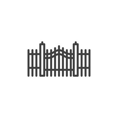 Cemetery gate line icon. linear style sign for mobile concept and web design. Entrance gate outline vector icon. Symbol, logo illustration. Vector graphics