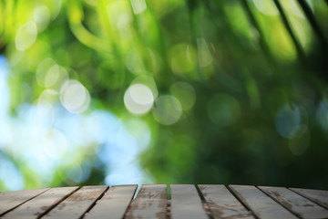 wooden background with bokeh