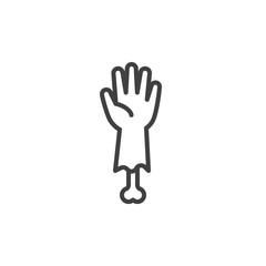 Obraz premium Zombie hand line icon. linear style sign for mobile concept and web design. Severed hand outline vector icon. Symbol, logo illustration. Vector graphics