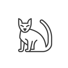 Halloween cat line icon. linear style sign for mobile concept and web design. Sitting cat outline vector icon. Symbol, logo illustration. Vector graphics
