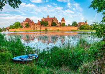 The Castle of the Teutonic Knights Order in Malbork, Poland, historical Prussia, is the largest castle in the world