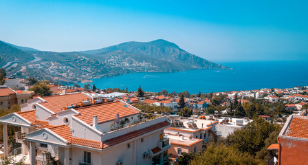 Naklejka na ściany i meble View of Kalkan Town, Which is on the Turkish Mediterranean coast.