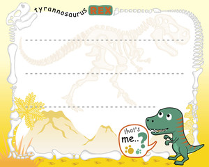 frame border of dinosaur for kids party invitation card template.