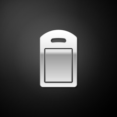 Silver Cutting board icon isolated on black background. Chopping Board symbol. Long shadow style. Vector.
