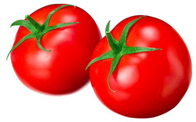fresh tomatoes isolated on a white background.