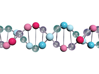 3d illustration. Glass stylized dna chain isolated on black background.