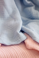 Blue and pink muslin plaids blankets for children