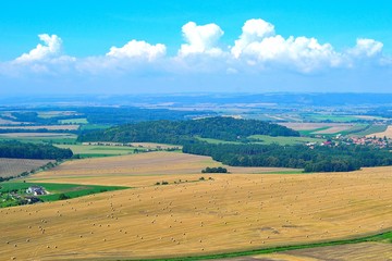 Fototapeta na wymiar view of the summer landscape of the Moravian countryside, North Moravia, Czech Republic
