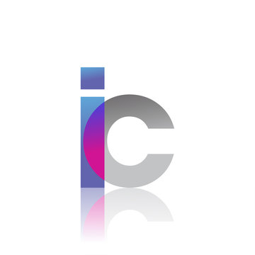 Initial Letter IC Lowercase overlap Logo Blue, pink and grey, Modern and Simple Logo Design.