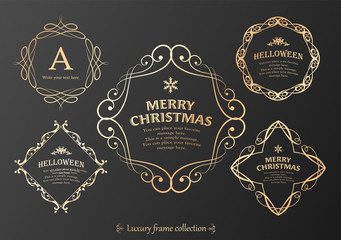 クリスマスのフレームセット、リースのデザイン、オーナメントや装飾デザイン