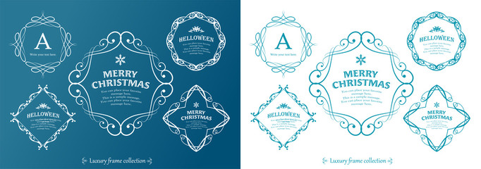 クリスマスのフレームセット、リースのデザイン、オーナメントや装飾デザイン