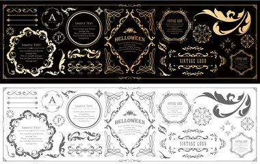 クリスマスのフレームセット、リースのデザイン、オーナメントや装飾デザイン