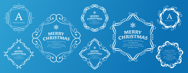 クリスマスのフレームセット、リースのデザイン、オーナメントや装飾デザイン