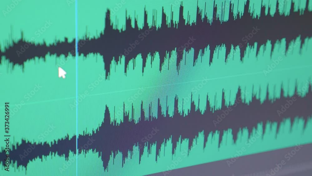 Poster 4k video sound wave player in timeline editor. background for cinema and movie post production.