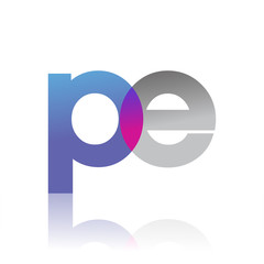 Fototapeta na wymiar Initial Letter PE Lowercase overlap Logo Blue, pink and grey, Modern and Simple Logo Design.