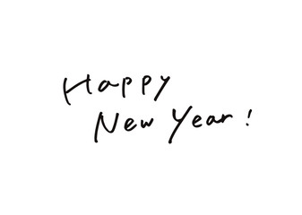 Happy New Year　手書き文字　文字　言葉　手描き　新年　飾り　素材　グラフィック素材　装飾　言葉　ベクター　親しみやすい　
