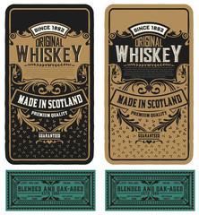 Old  label design for Whiskey and Wine label, Restaurant banner, Beer label. Vector illustration