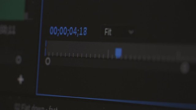 4K Video running time code run in timeline editor. Background for cinema and movie post production.