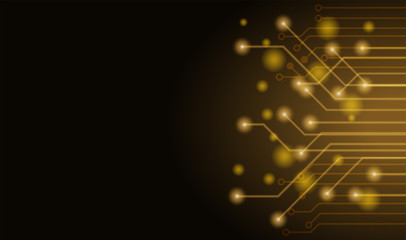 Futuristic clean technology concept background.  Gold circuit board , black background . vector.