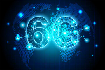 6G new wireless internet wifi connection. Global network high speed innovation connection. technology background. vector.