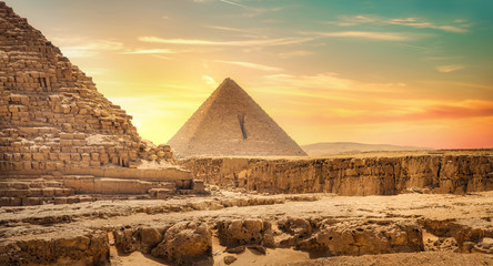 Fototapeta na wymiar Landscape with pyramids