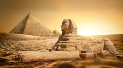 Sphinx under bright sun