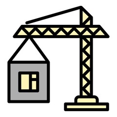 Construction crane icon. Outline construction crane vector icon for web design isolated on white background