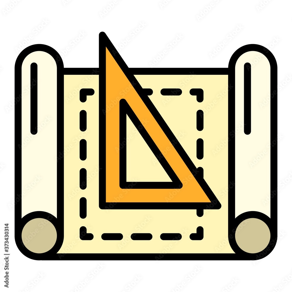 Poster architect triangle paper icon. outline architect triangle paper vector icon for web design isolated 