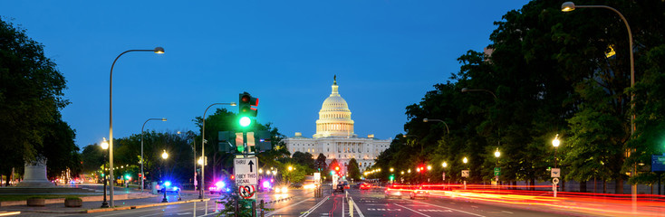 The United States Capitol, Blurred background in retro style, Washington DC Capitol Building