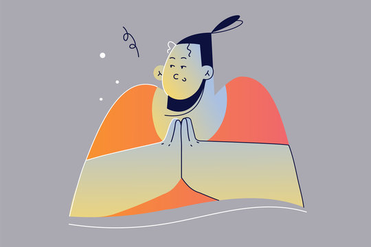 Emotion, face, expression, idea, plan, mystery concept. Young happy cunning woman girl teengaer cartoon character planning something tricky moving fingers near chest smiling mysteriously looking aside