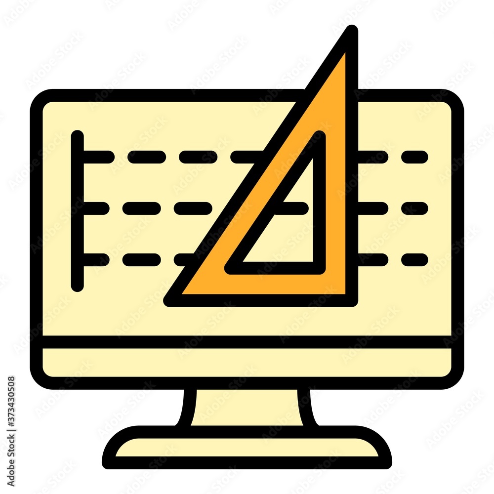 Poster architect computer drawing icon. outline architect computer drawing vector icon for web design isola