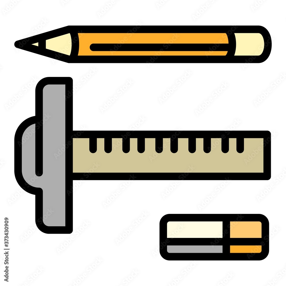 Poster architect instrument draw icon. outline architect instrument draw vector icon for web design isolate