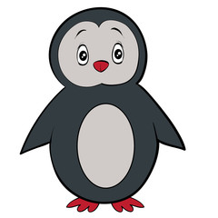 cute penguin, toy, cartoon illustration, postcard, isolated object on white background, vector illustration,