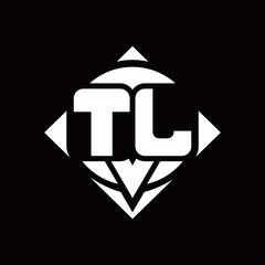 TL Logo monogram with circle shape and square rotate rounded design template