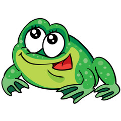cute frog, toy, cartoon illustration, postcard, isolated object on white background, vector illustration,